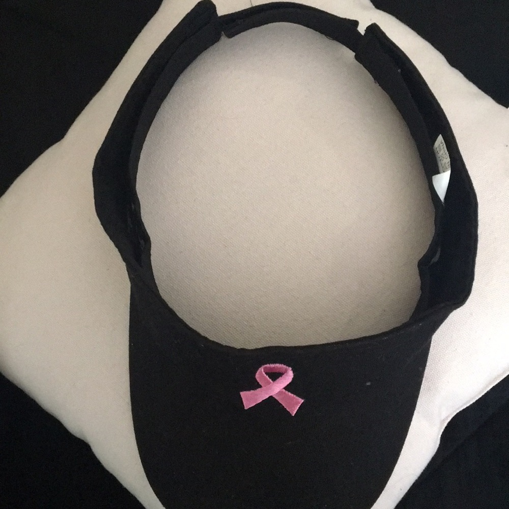 Black breast cancer ribbon visor